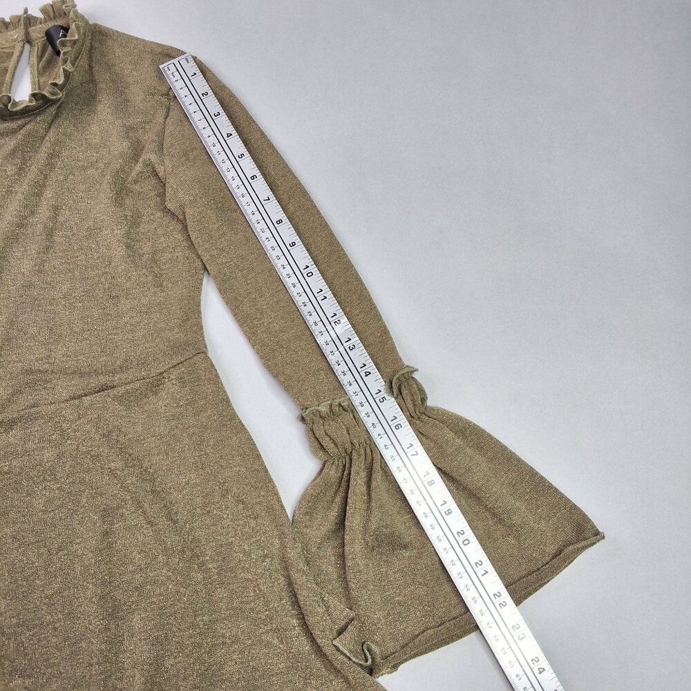 AX Paris Long-Sleeve Dress High Ruffled Collar & Bell Sleeves Size 10 Acadamia - Picture 3 of 10